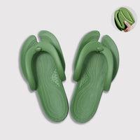 Green Portable Foldable Slippers - Comfortable EVA material with a cushioned sole for easy storage and silent footsteps. Ideal for travel or home use